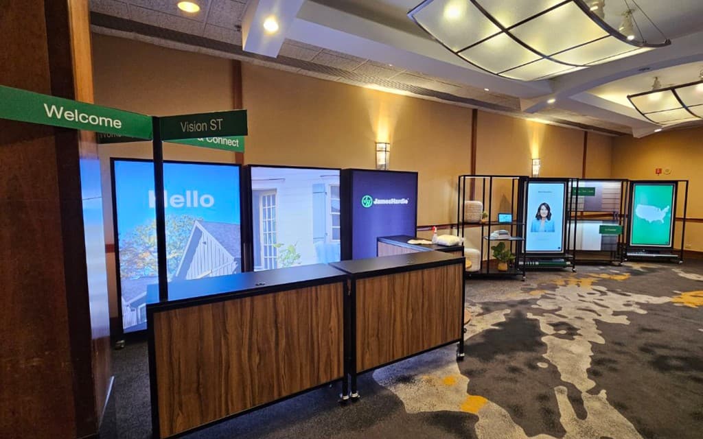 Branded James Hardie exhibit build in a hotel ballroom