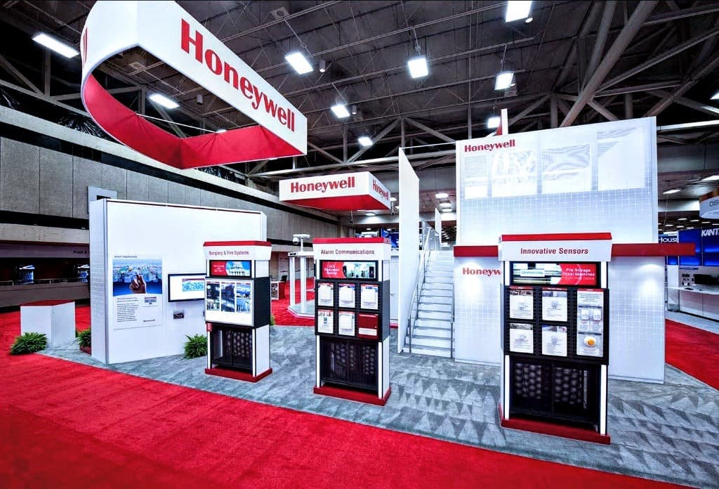 Large multi-level Honeywell exhibit on the show floor