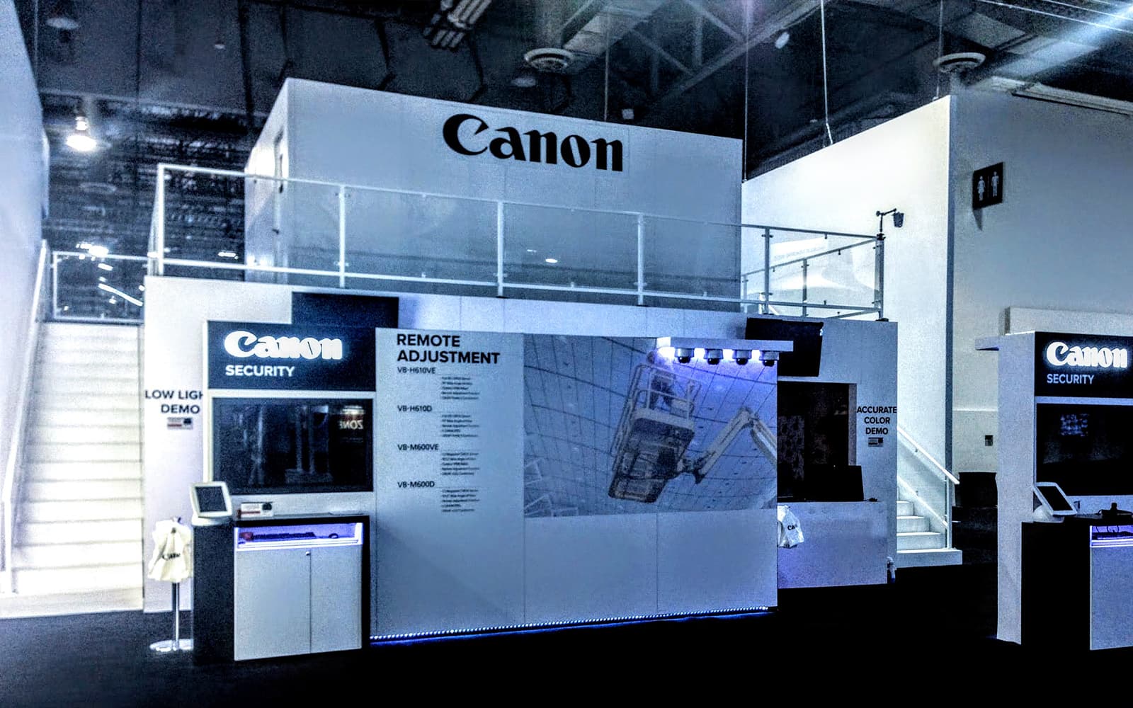 Custom double-deck booth install on the show floor