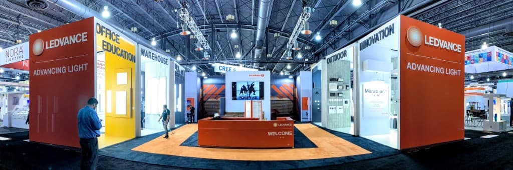 Large LEDVANCE exhibit build on the show floor